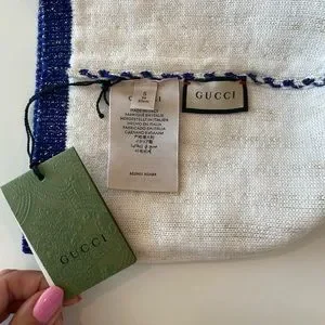 Gucci | Accessories | Gucci Beanie Striped Gg Logo Blue  display picture 2